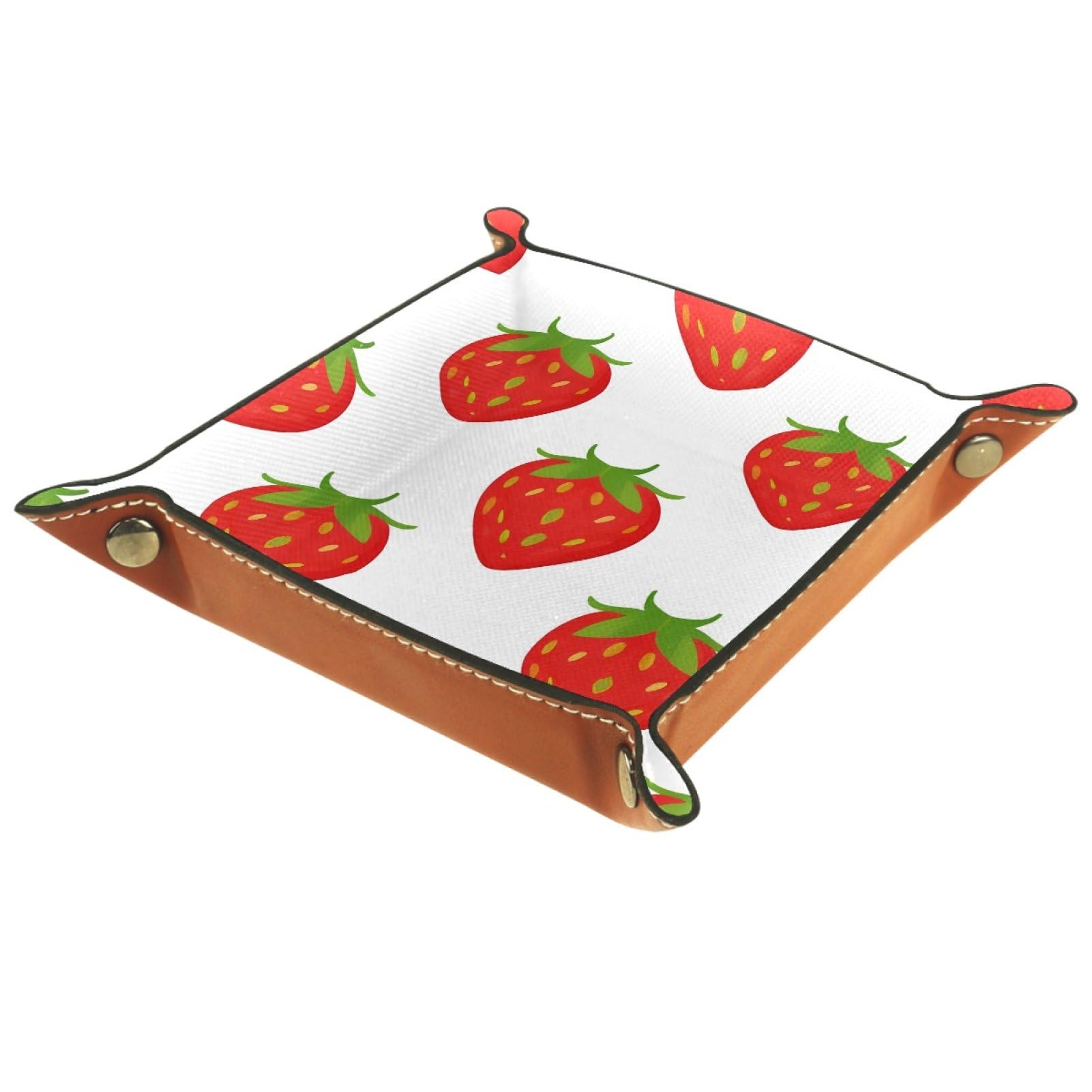 VAPOKF Fruit Strawberry Dice Tray, Folding Microfiber Leather Dice Holder for Dungeons and Dragons RPG Dice Gaming D&D and Other Table Games