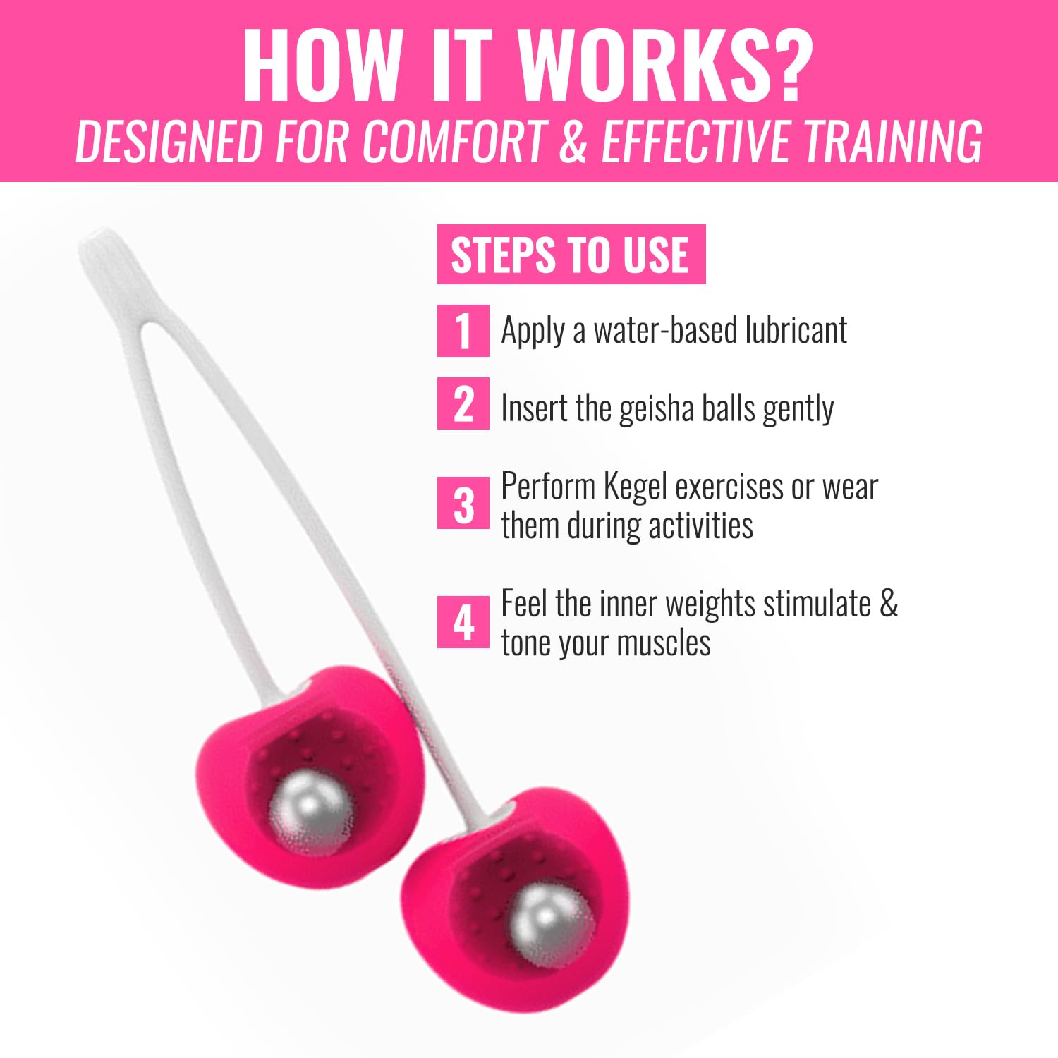 Amazon.com: Love to Love Cherry Kegel - Pink Adult Toys for Women,  Phthalate Free Silicone Sex Toy, Weight Set with Metal Balls Inside,  Waterproof Adult Toy, Use with Water-Based Lube, Best Massage
