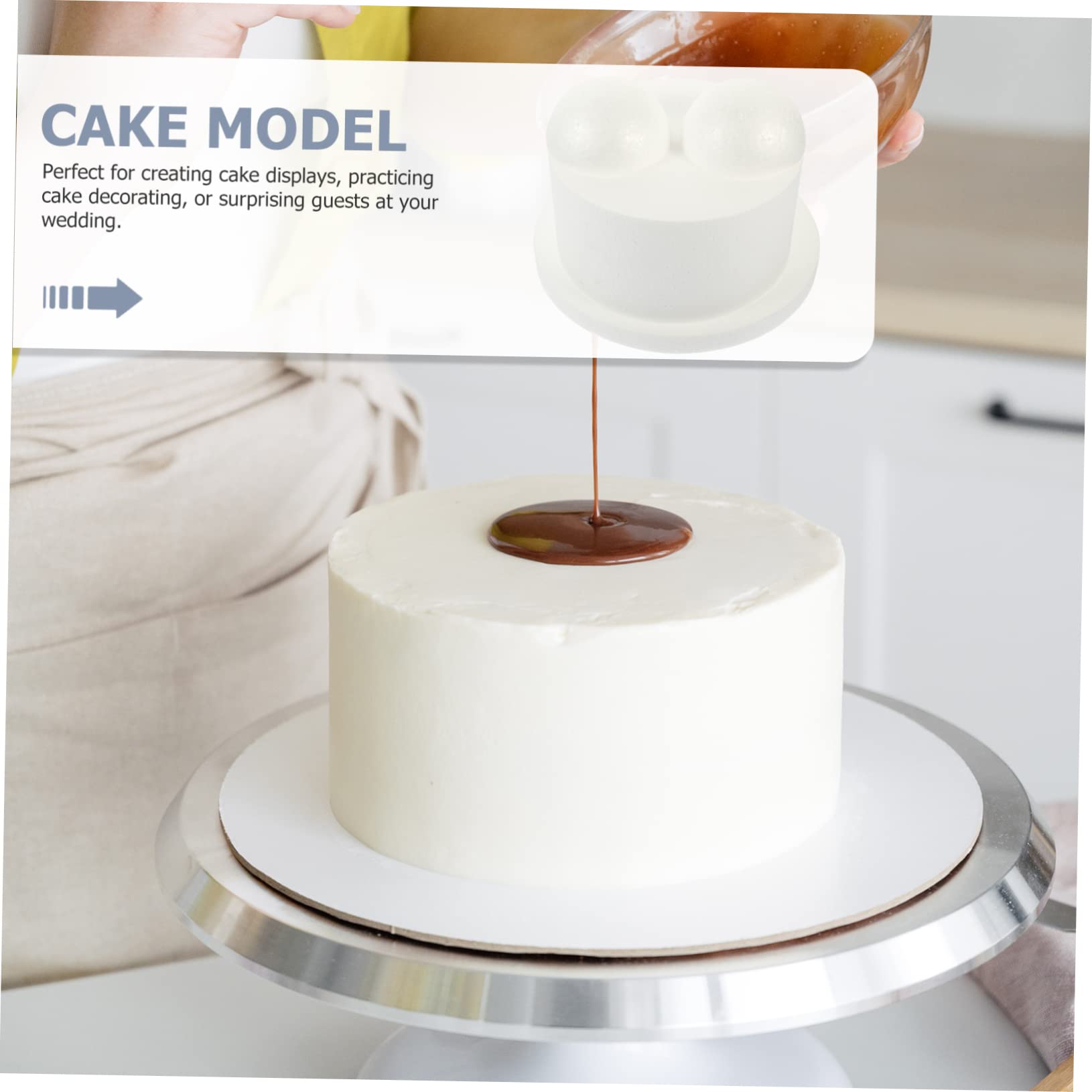 COHEALI 4pièces Modèle De Gâteau Mousse Ronde Accessoire De Pratique pour Décoration De Gâteaux Léger Et Réutilisable pour Créer des Gâteaux Faux