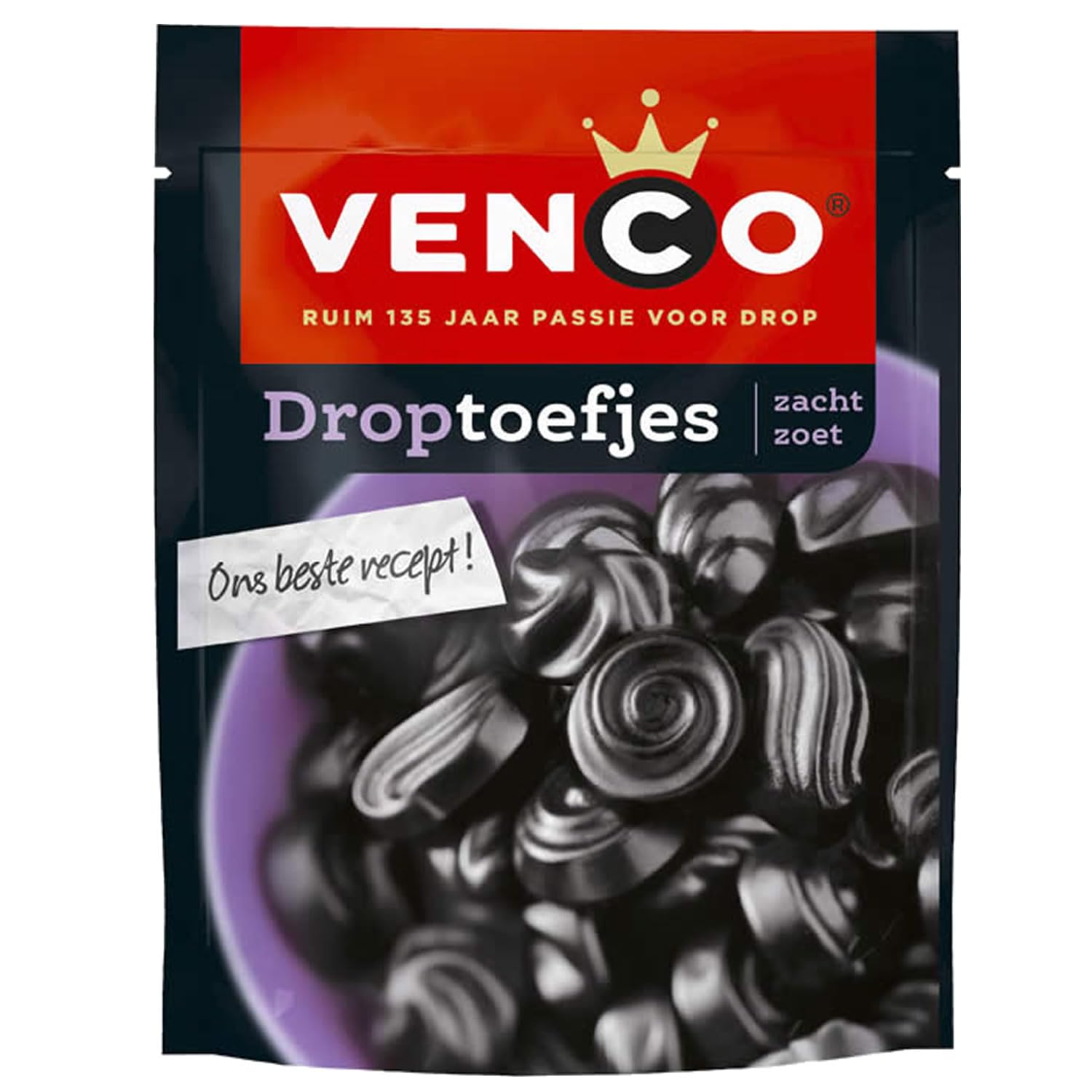 Venco Droptoefjes Zacht Zoet I Soft and Sweet Licorice I Dutch licorice I 225g 7.93 ounce