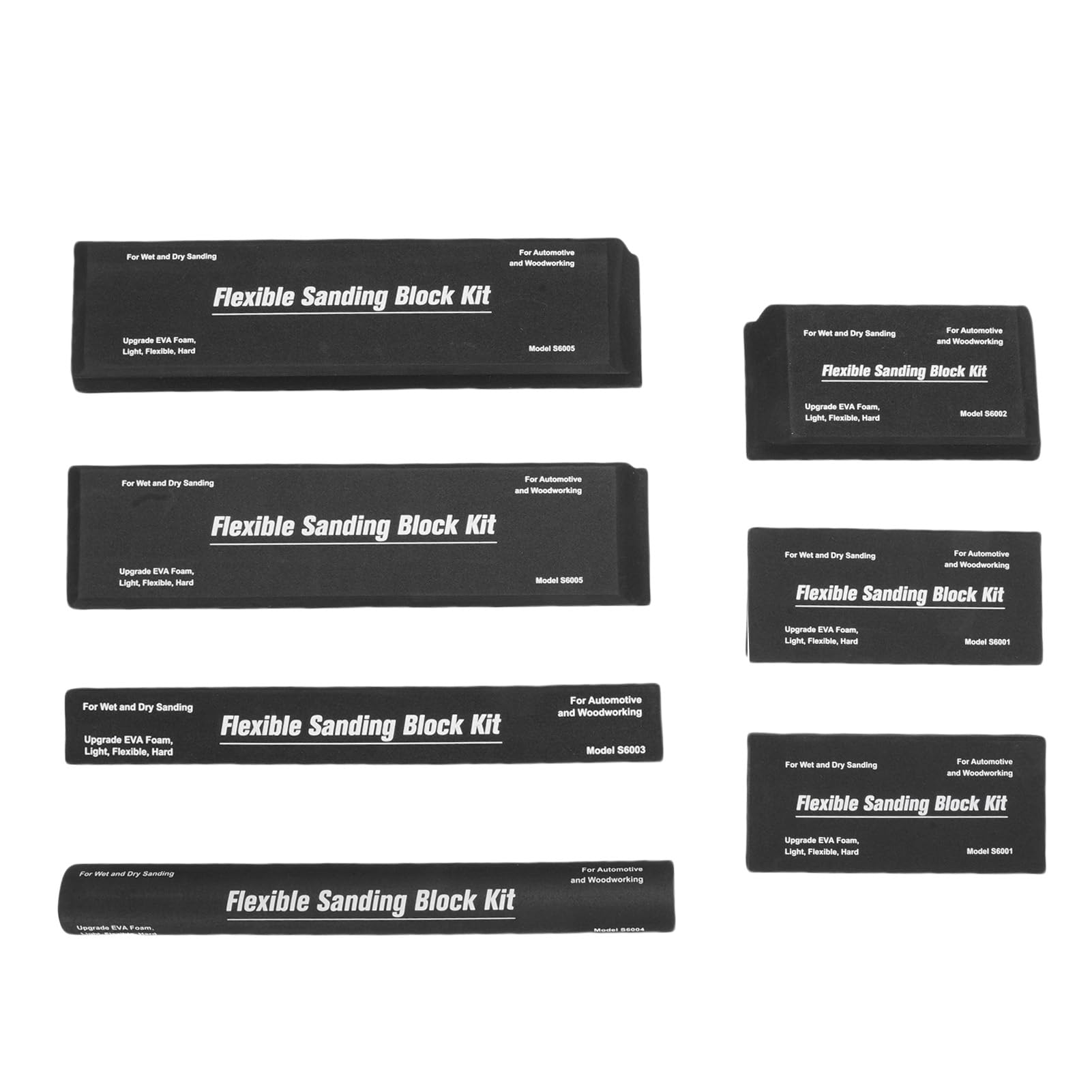 Bloque de lijado húmedo seco con 7 PC papel de lija, 7 unids negro Flexible Eva lijado Bloque, Flexible Eva lijado Bloque para Auto refinanciamiento Proyectos de carpintería Negro
