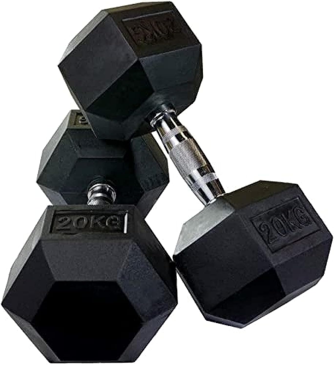 COOLBABY Miracle Fitness Rubber Hex Dumbbells – Solid Cast Iron Core Rubber Coated Head Dumbbell Weights for Exercises at Home and Commercial Gym – 2.5 to 50 Kg – Sold in Pair (2 Pcs) (20)