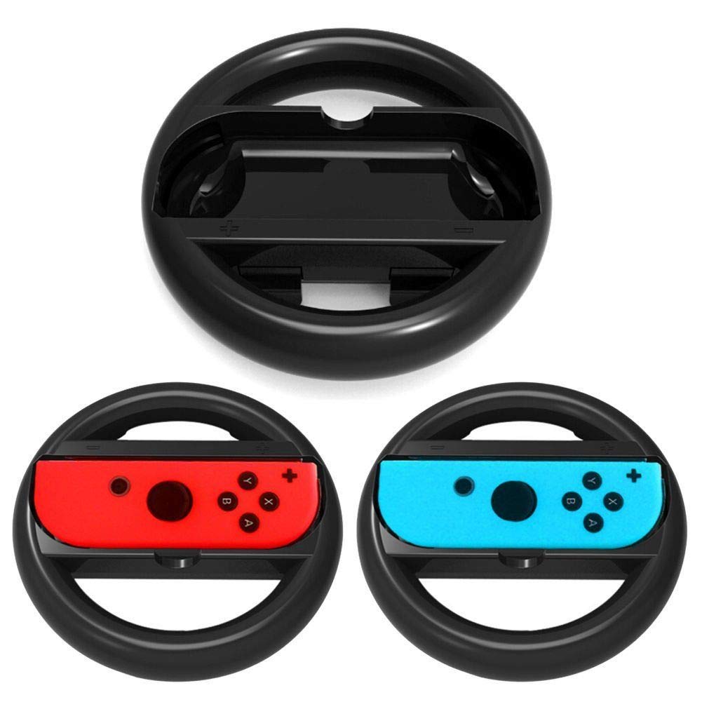 Volante Nintendo Switch,Joy-con Racing Wheel Controladores Handle Grips para Nintendo Ergonomic Design Switch Mario Kart (Azul y Rojo)