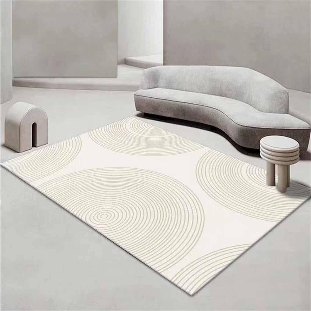 Tapis de couloir long crème 100x210 lavable pour un salon accueillant et chaleureux