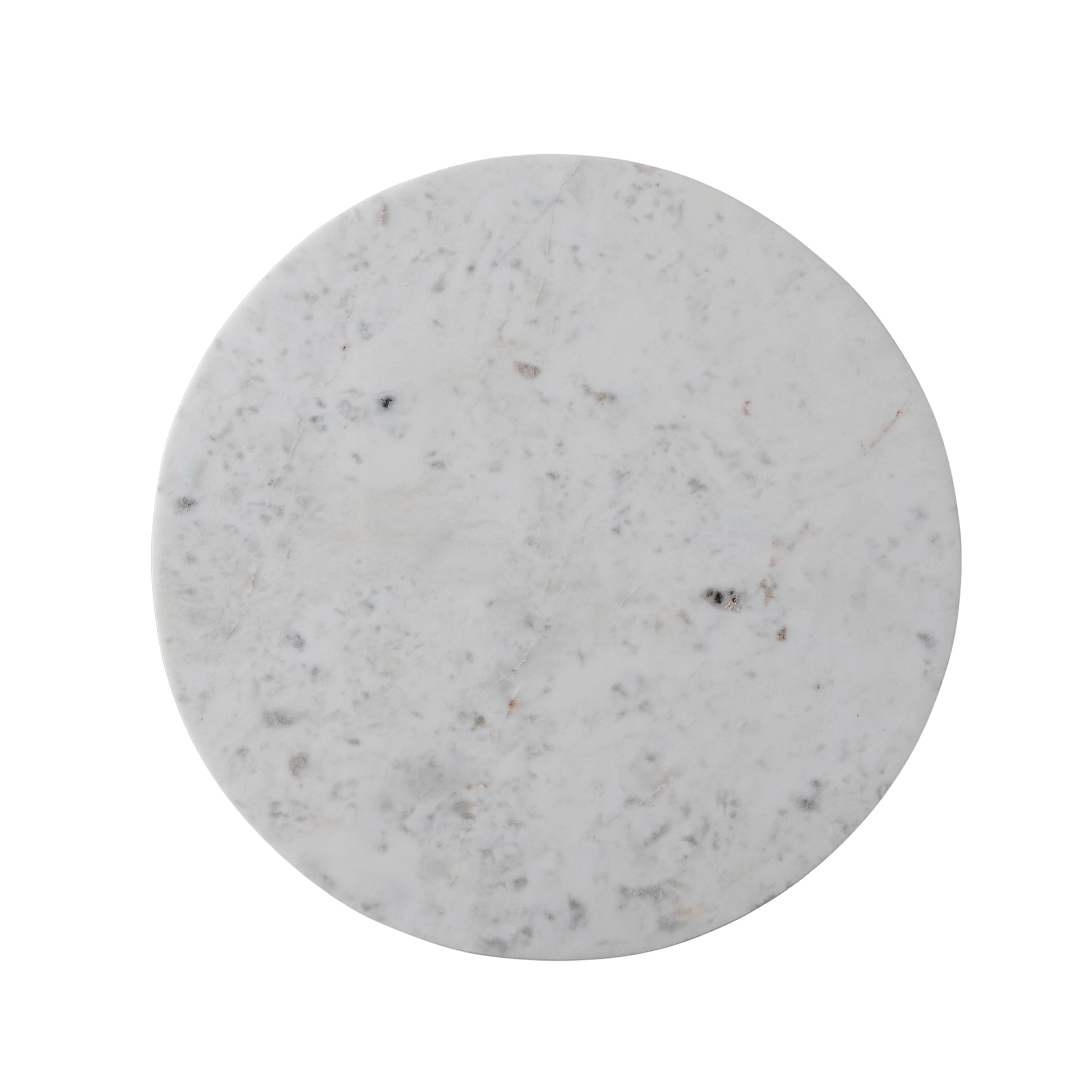 Creative Co-Op Round Marble Top Table with Cast Aluminum Seahorses Base, Gold Finish and White
