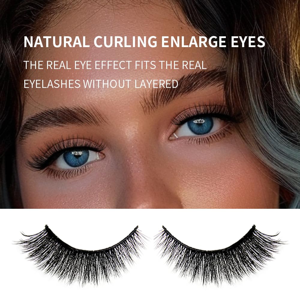 AKARA Ciglia Finte Naturali 7 Paia 3D Ciglia Finte False Eyelashes Visone Artificiale (3D-BN07)