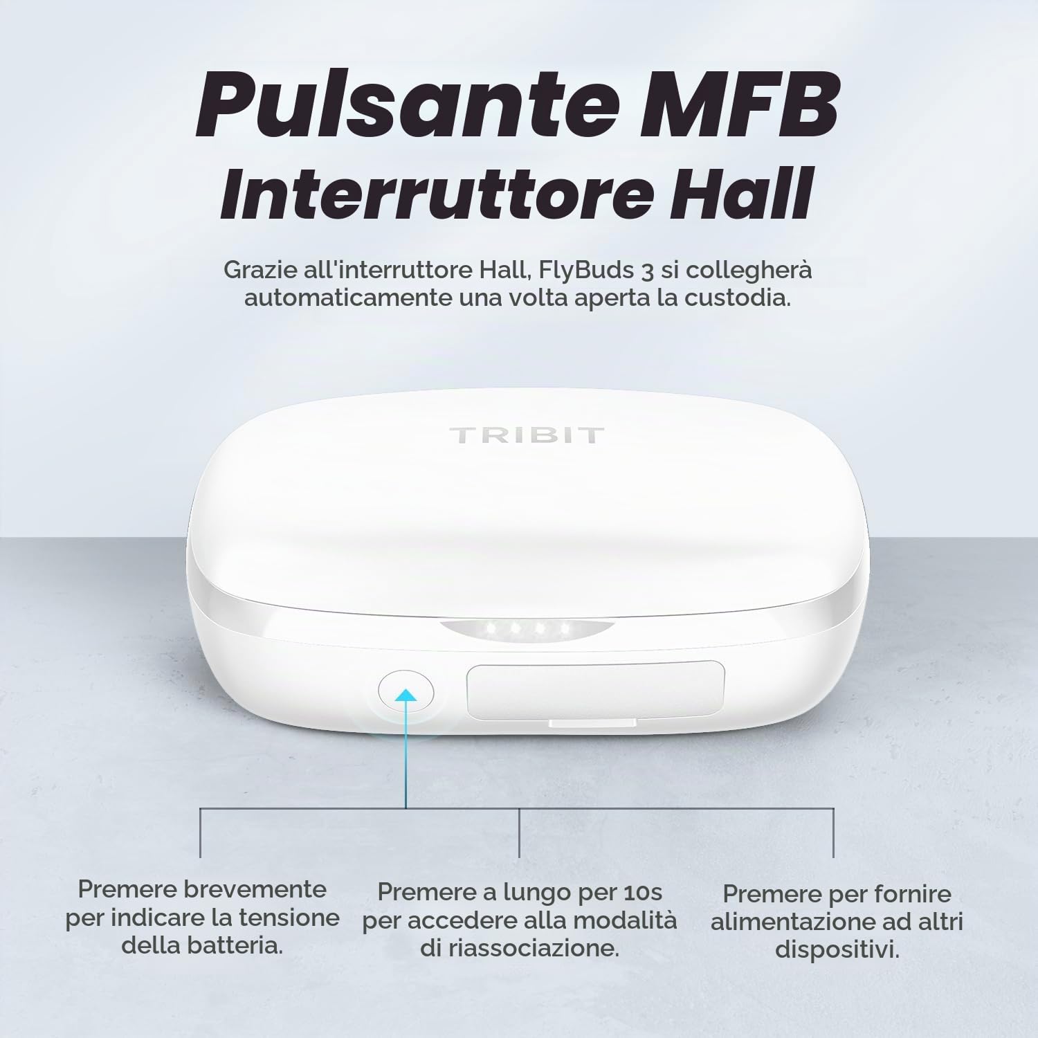 Tribit FlyBuds 3 Cuffie Bluetooth in-ear, 110 ore, auricolari wireless | Bassi profondi, BT 5.3, comandi touch, 4 microfoni ENC, IPX8 impermeabile, EQ personalizzato, lavoro, studio, sport, bianco