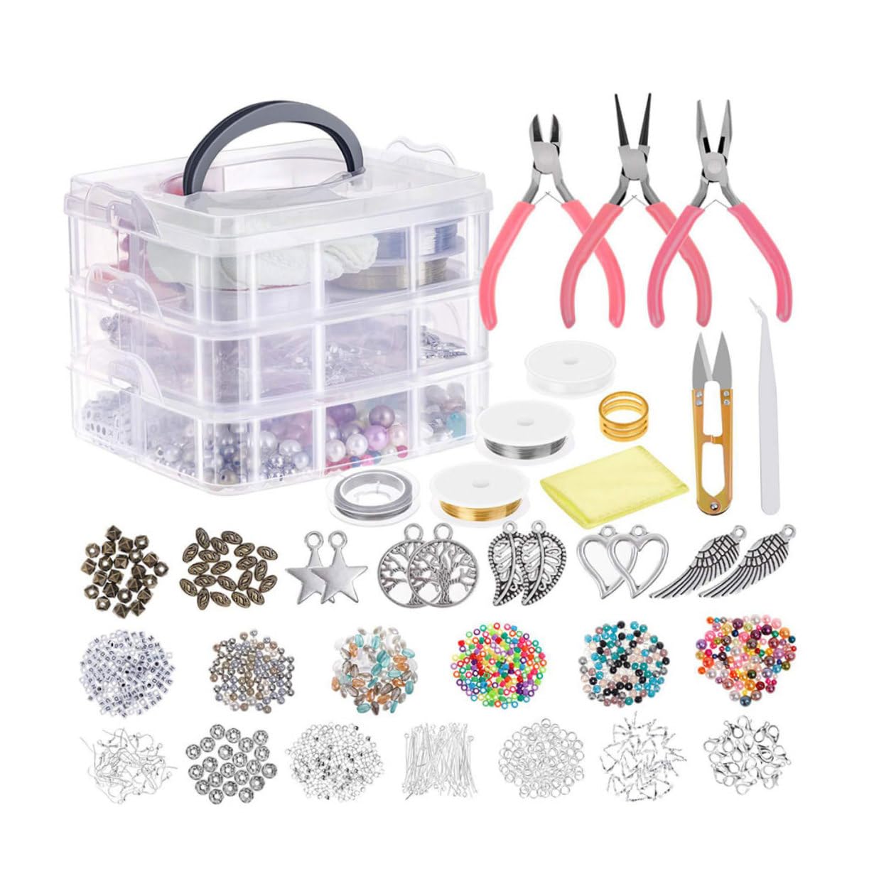 COHEALI Kit per Creazione Gioielli 1186 Pezzi, Set a Tre Strati