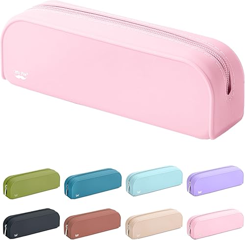 Mr. Pen - Estuche de silicona para lápices, estuche rosa claro, estuche pequeño, estuche para lápices estético