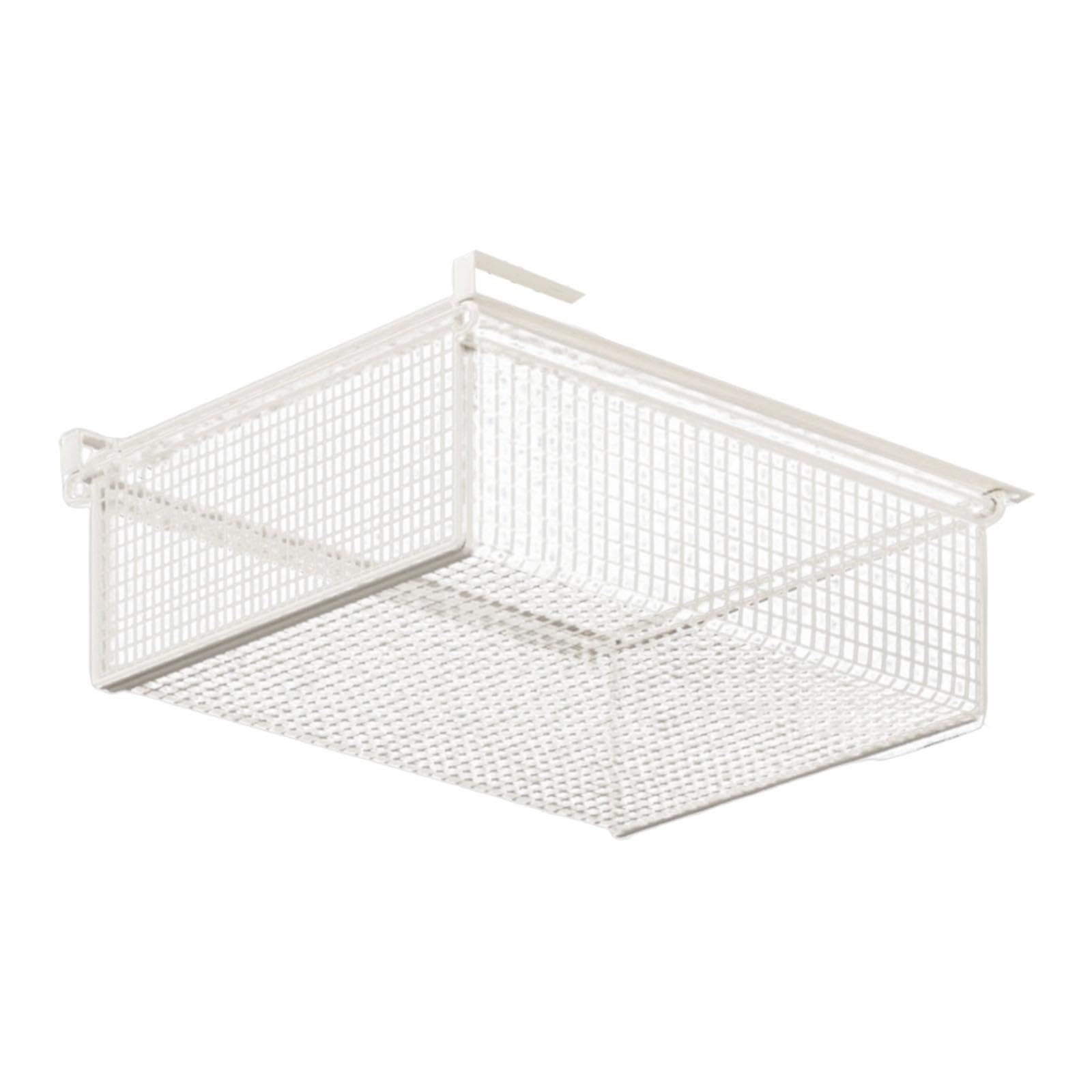 Panier à Tiroir Coulissant Suspendu, Boîte de Rangement pour Petits Objets, Tiroir de Rangement Facile à Installer pour Armoires de Bureau, Blanc, M