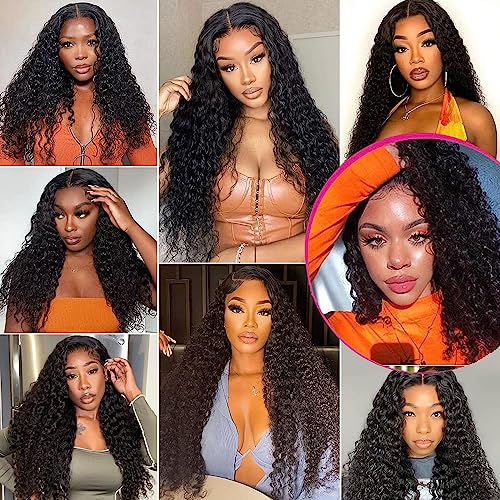LOVFIR 4x4 Curly Lace Closure Wig Kinky Curly Lace Front Wigs Human Hair 22 Inch Brazilian Human Hair Wigs with Baby Hair Pre Plucked Natural Hairline 150% Density Natural Black Color - Image 4