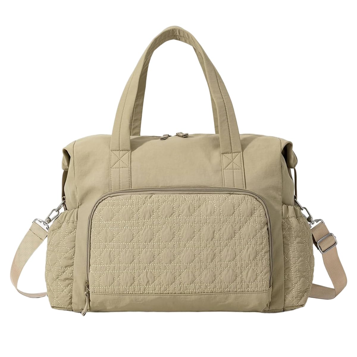 palay Travel Bag for Woman Khaki Quilting Nylon Gym Bag with Detachable Strap Large Capacity Multi-Pockets Duffle Bags for Travelling-picture-39