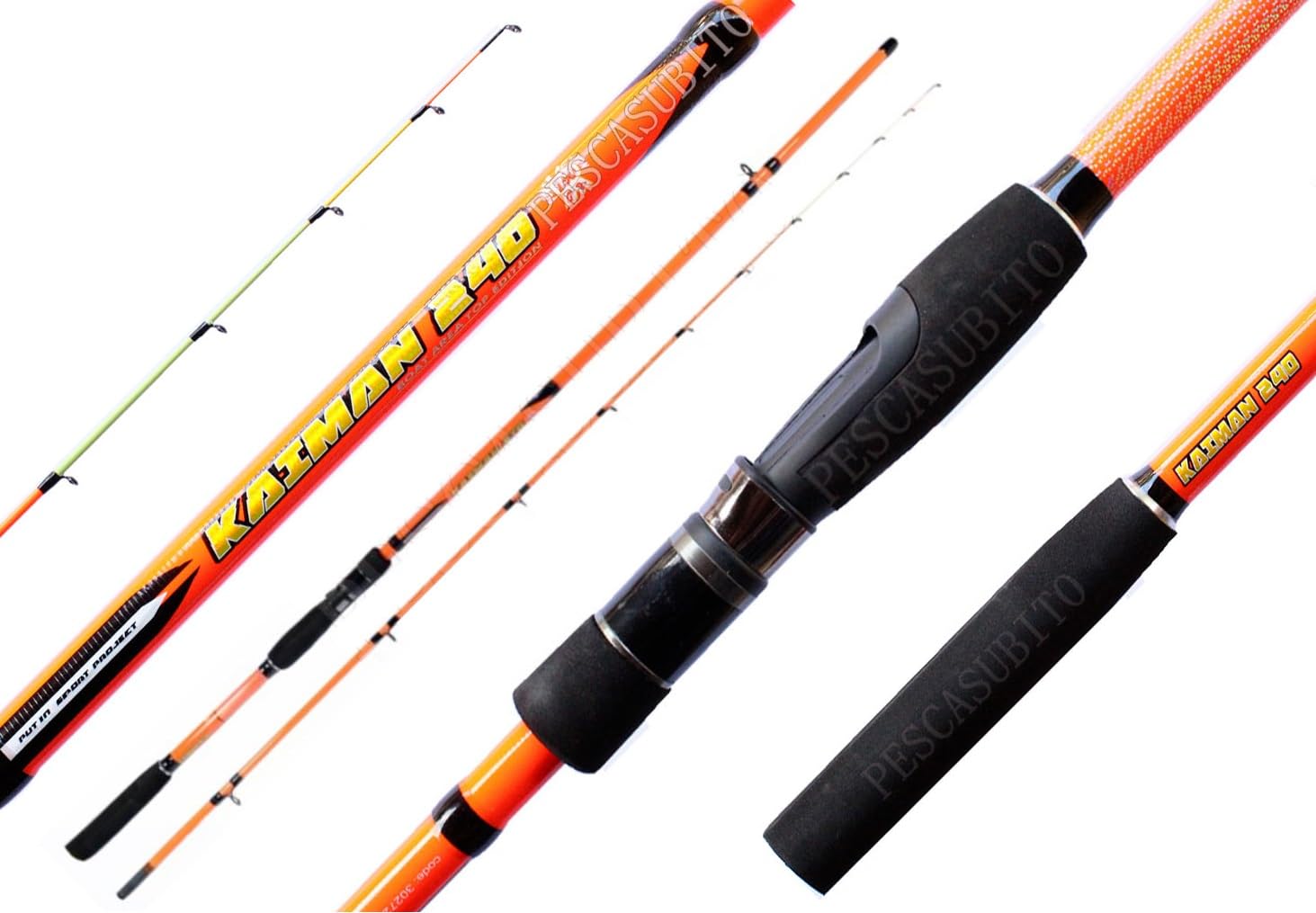 Pescasubito.com Combo Canna Kaiman 2.40Mt + Mulinello Teben da Pesca Calamari Seppie Seppia Eging