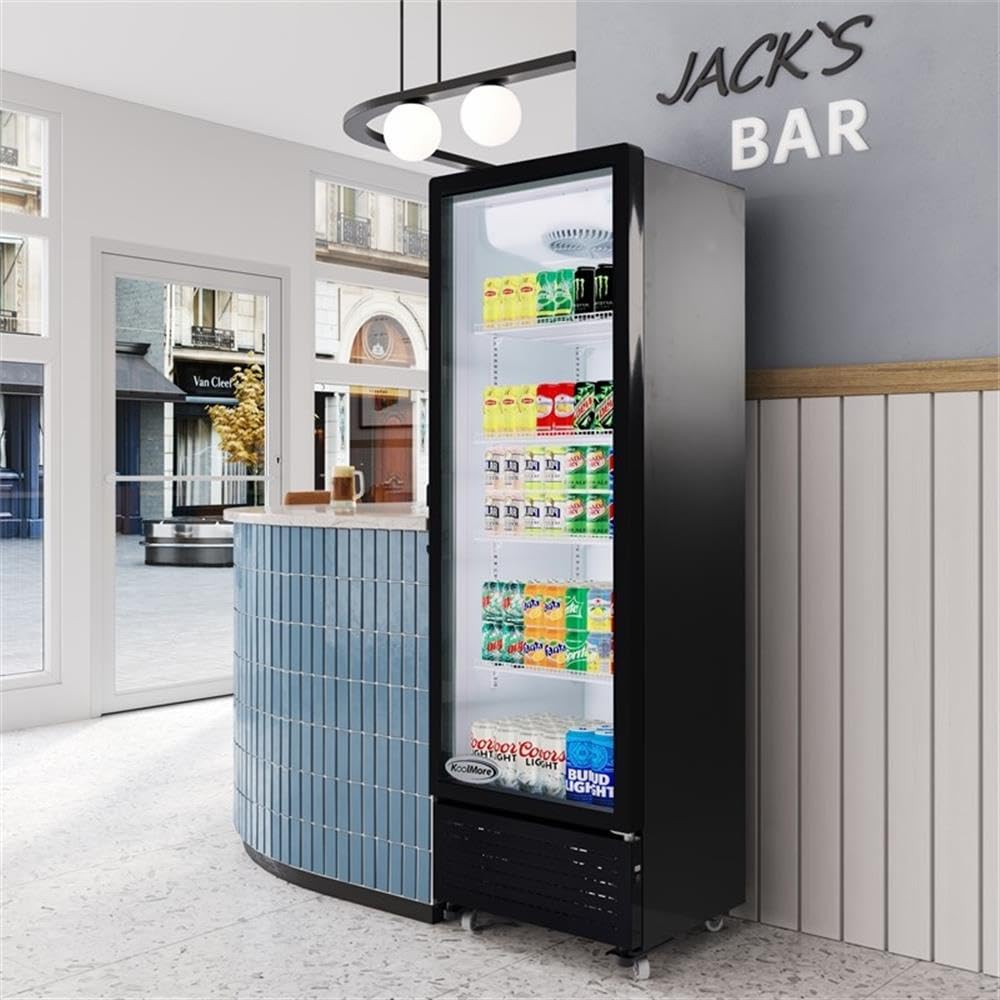 Pemberly Row 23" One Glass Door Display Merchandiser Refrigerator, 10 Cu. Ft. Capacity, Adjustable Temperature, Frost Free, Freestanding Commercial Cooler, 4 Shelves, Etl Listed on Fridge.com - View 6