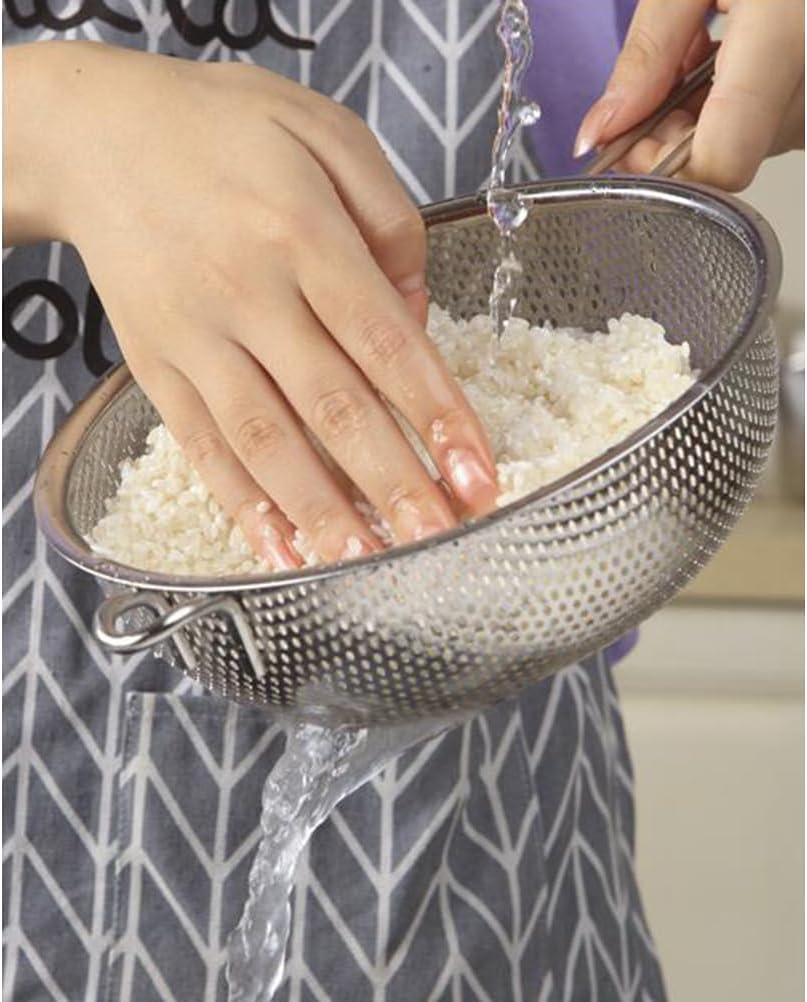 DOITOOL Single Handle Colander Basket 17.71 Inch Kitchen Strainer Filter Basket for Draining Fried Food Vegetables Fruits with Micro-Porous Design