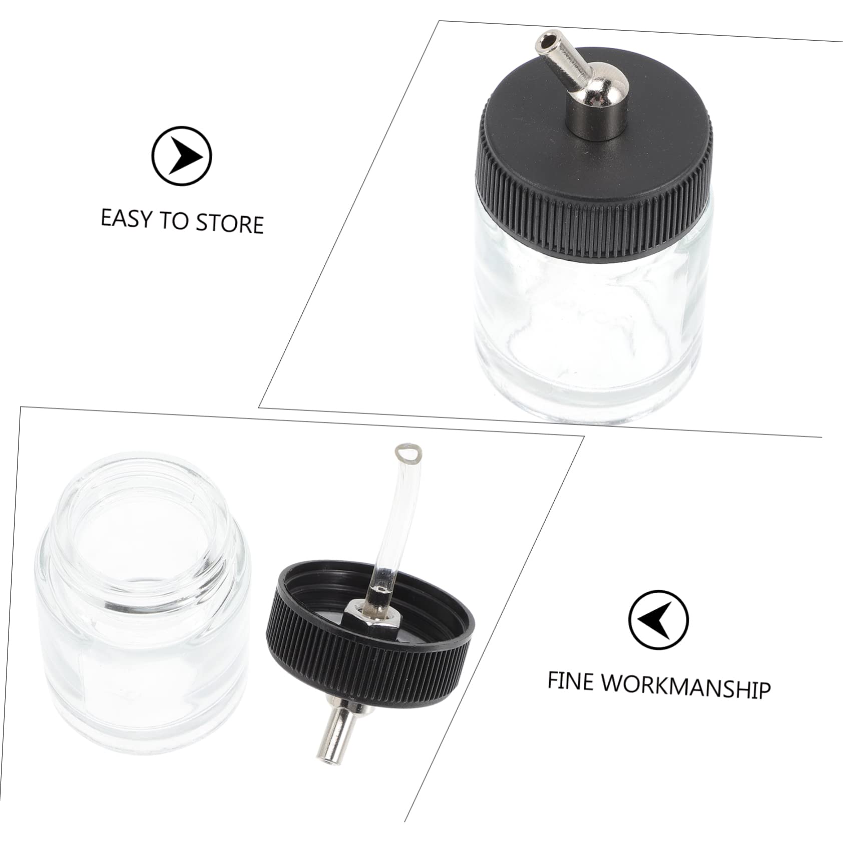PACKOVE 10Pcs Transparent Glass Paint Bottles Airbrush Paint Storage Containers Leak Dispensing Jars for Art Supplies Compatible with Dual Action Airbrushes