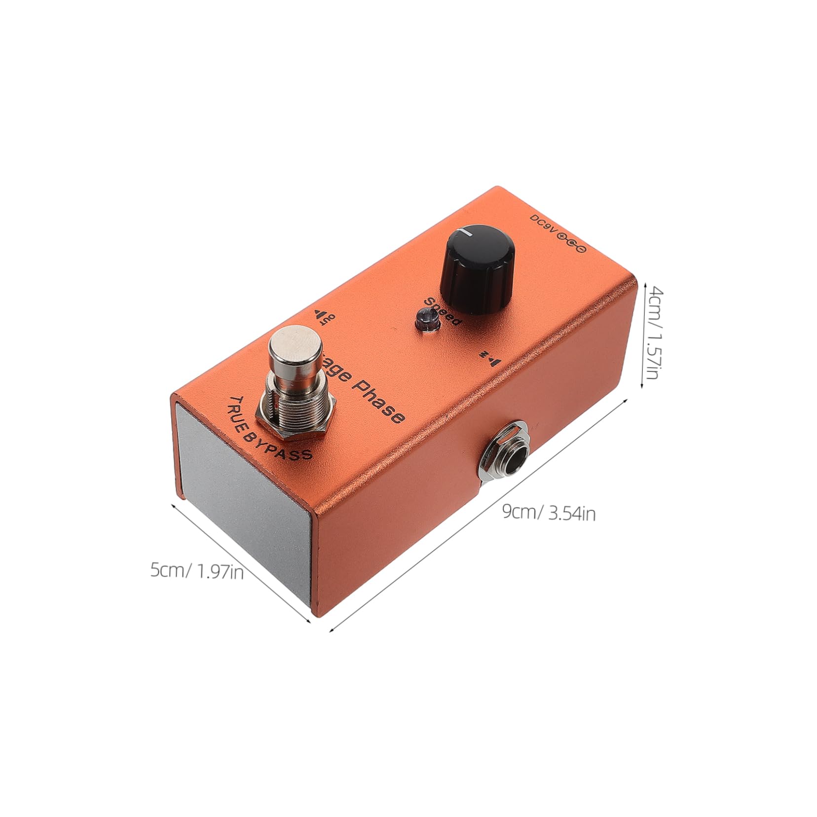 Pedale Phaser Mini per Chitarra Elettrica, Vero Bypass, Metallo Arancia | Uso in Registrazione e Suonata Elettrica, Luci Indicatrici Chiare, Formato Portatile, Effetto Versatile