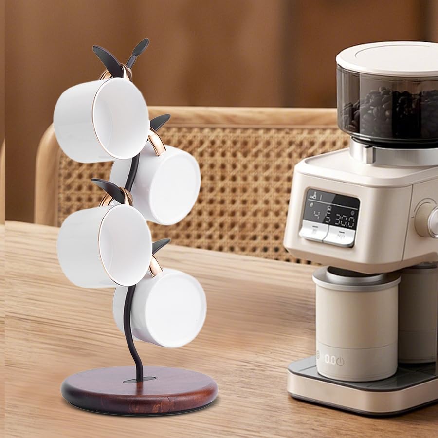 Simcat Mug Holder, Coffee Mugs/Tea Cup Storage Rack Stand, Countertop Mug Tree,Upgraded Stable Mug Stand for Kitchen Counter Cabinet Cafe Black Brown