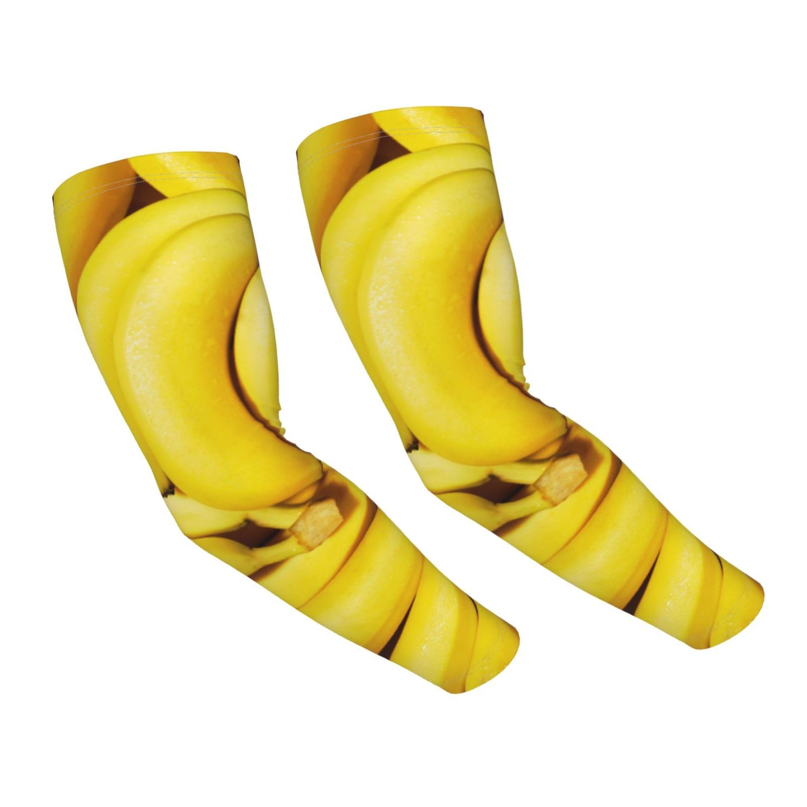 Xsovgoi Uv Protection Cooling Arm Sleeves (Fruits Bana Na Pattern Printed) Outdoors Sports Compression Arm Sleeves For Men & Women