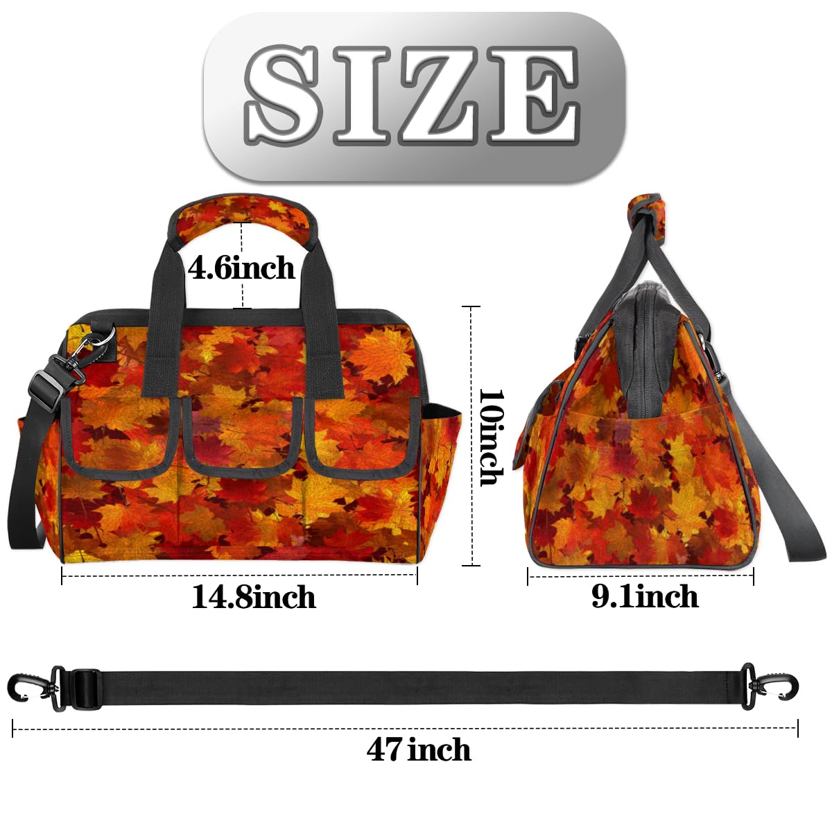 Święto Dziękczynienia Maple Tool Bag Liście klonu Wielofunkcyjny organizer na narzędzia torebka elektrycy handlowcy z paskiem na ramię Torby narzędziowe na narzędzia Małe części