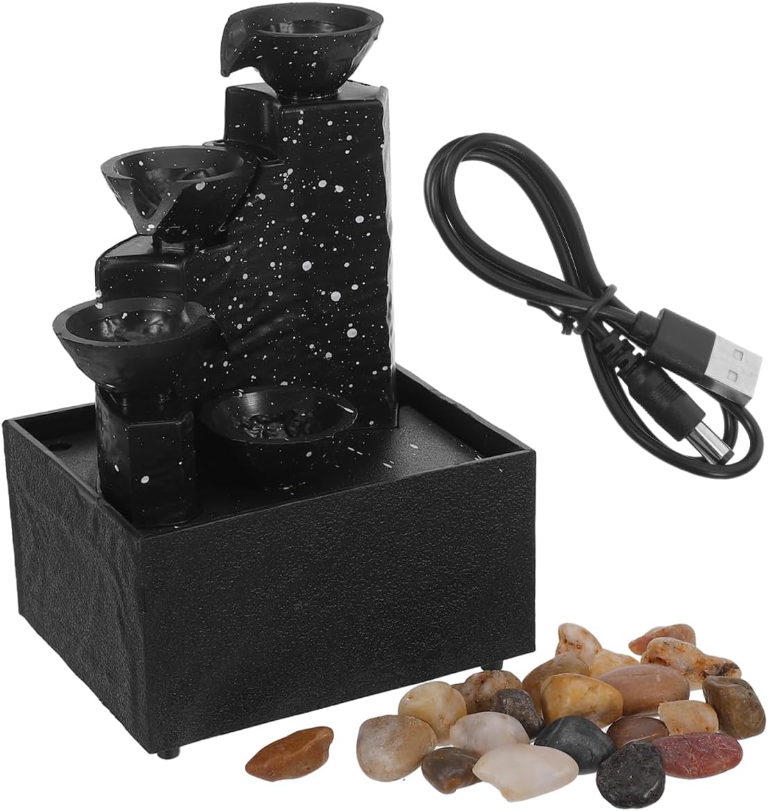PRETYZOOM Portable Water Fountain Indoor Tabletop Water Feature with USB Cable a…