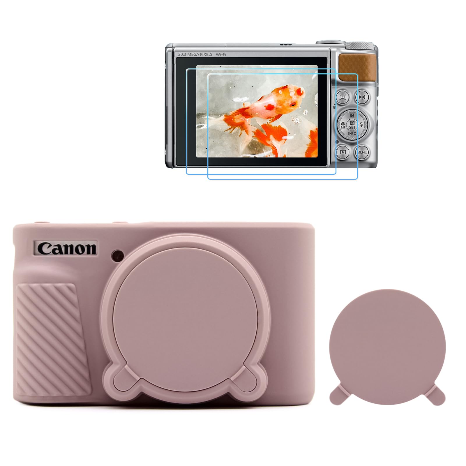 Canon SX730/SX740 Camera Case & Screen Protector Kit - Rose Pink Silicone Cover