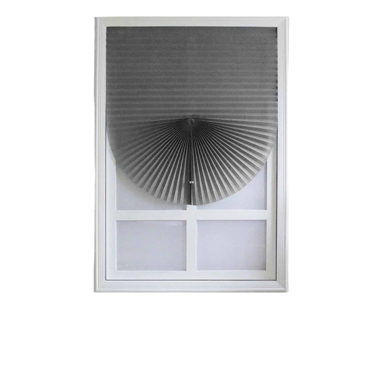 Zelfklevende verduisterende geplooide papierschaduw, geplooide jaloezieën gordijnen voor keuken, badkamer, kantoor, balkon, raamgordijnen (lichtgrijs, 60 x 180 cm