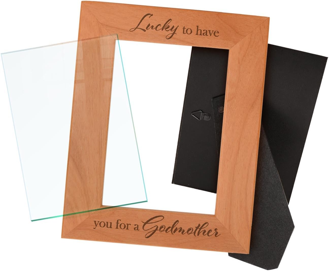 ThisWear Frame for Godmother Lucky To Have You For A Godmother Wood Engraved 5x7 Portrait Picture Frame