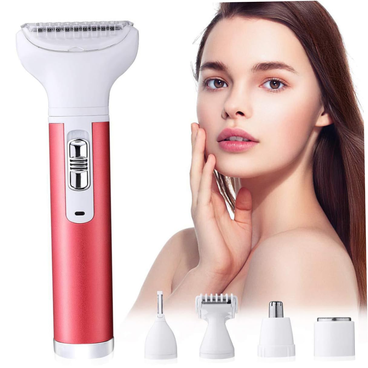 Depiladora Femenina Eléctrica Roja de 400mah Cabezal