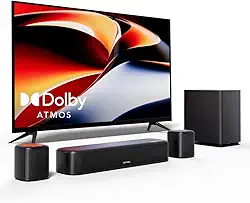 ULTIMEA Barra de som 5.1 canais com Dolby Atmos, sistema de som surround para TV, barra de som para Smart TV e Home Theater, controle de aplicativo, barra de som de TV com subwoofer, 2 alto-falantes
