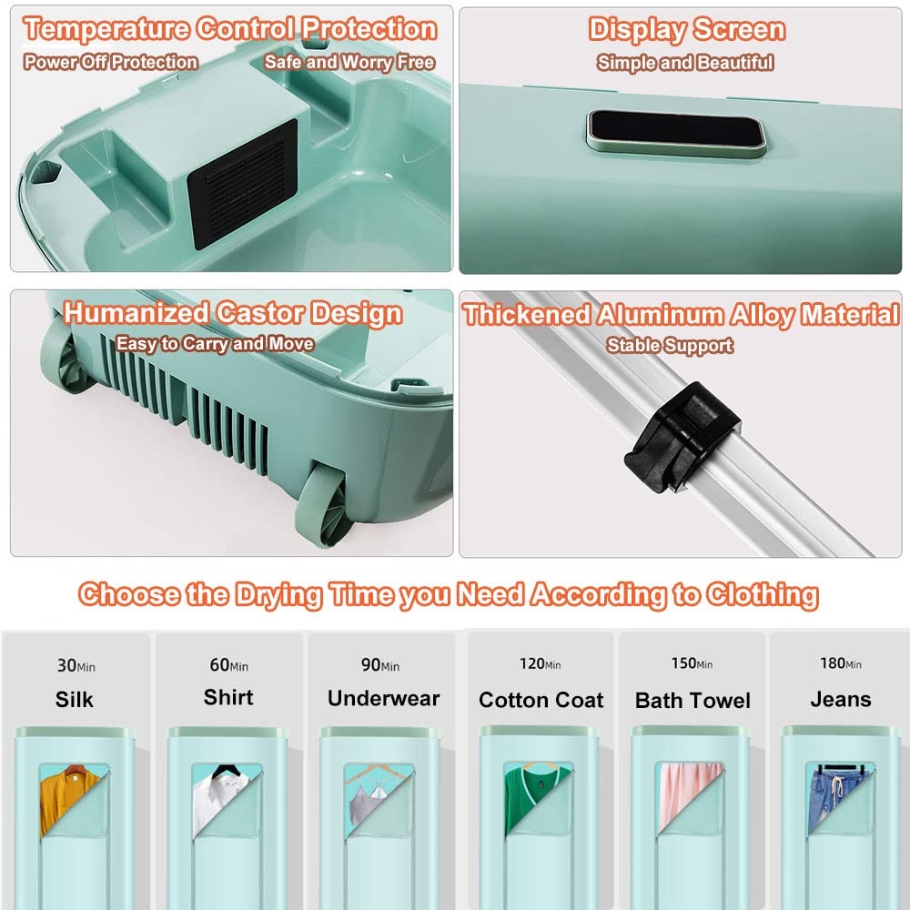 220V Quick Dry Electric Clothes Dryer, Small Heated Laundry Dryer