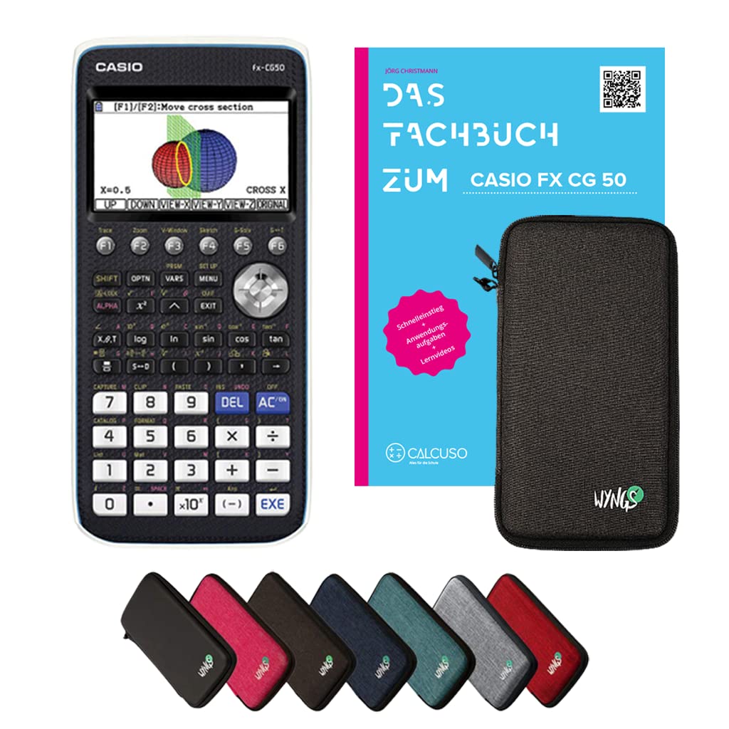 Casio fx-CG50 avec Housse de Protection Gris foncé et Manuel (92 Pages, DIN A4) – Calculatrice Graphique – Smart Set