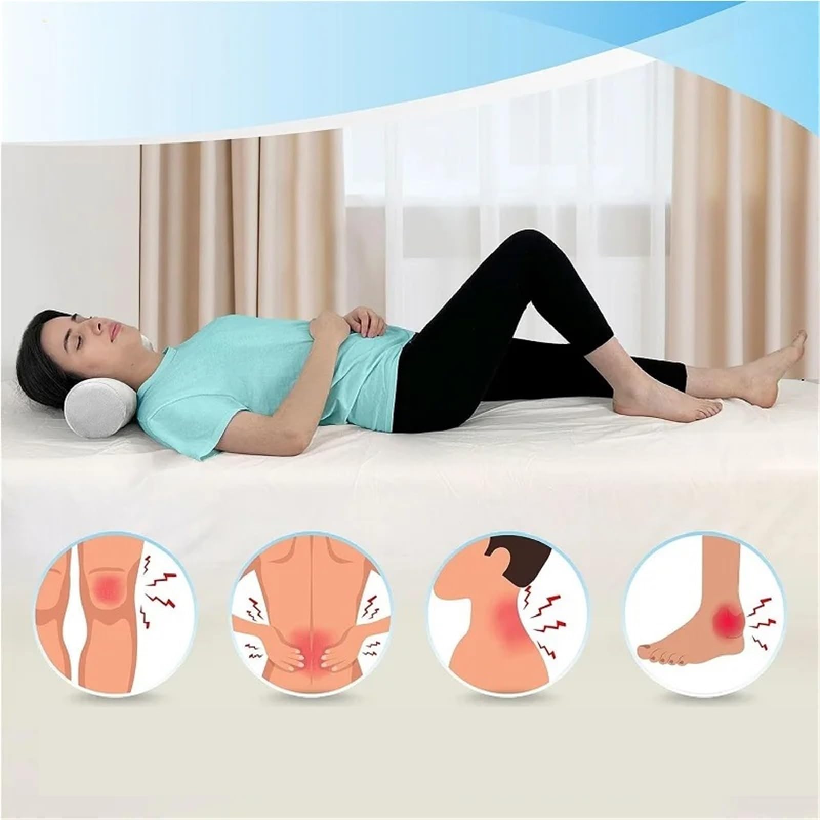Rouleau Cervical Confortable, traversin de Cou Doux, Coussin Lombaire for Jambe, Dos, traversin Amovible en Mousse(40 * 10cm)