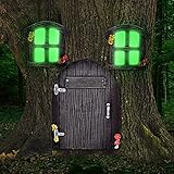 Gnome Door and Windows for Tree Huggers Decorations Fairy Gardens - Glow in The Dark Door and...