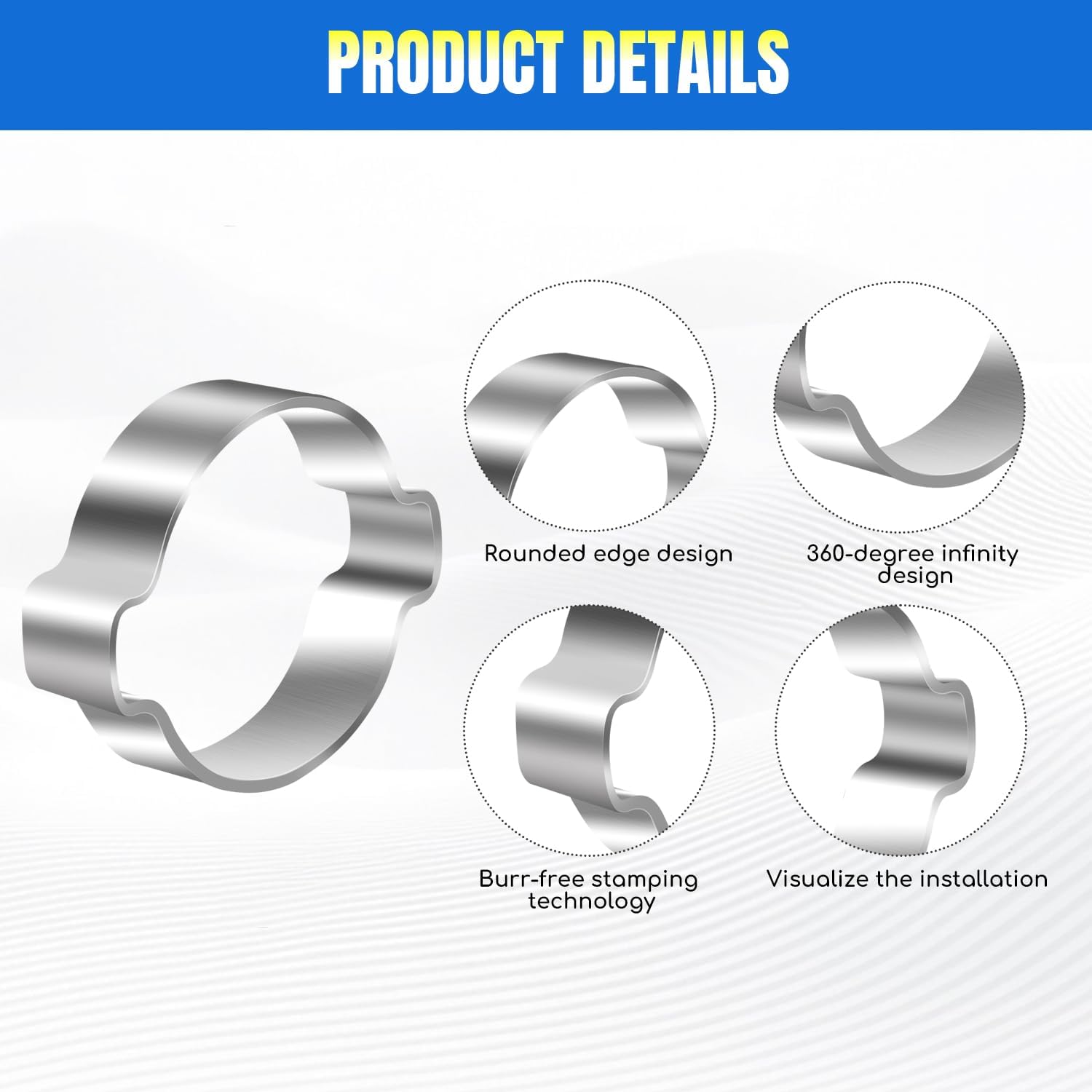 20mm-23mm Double Ear Hose Clamps, 304 Stainless Steel Rust Proof PEX Clamps for Automotive Plumbing Marine(30 Pcs)