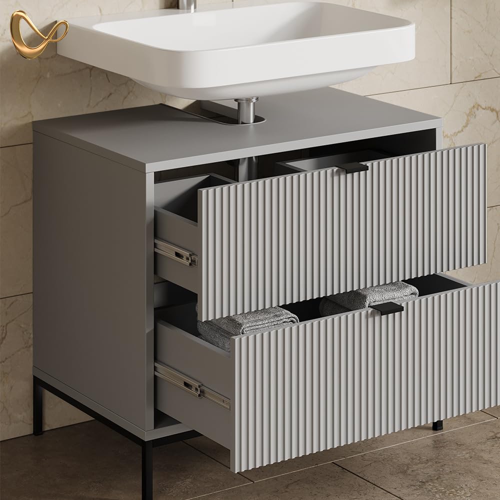 Livinity Waschbeckenunterschrank Aterno, Grau, 70 x 63 cm
