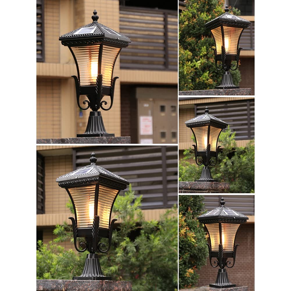 Światła słupkowe na zewnątrz, lampy ogrodowe, oświetlenie tarasu LED, solarne światła słupkowe na zewnątrz, lampa ogrodowa, ciepła biała lampa słupkowa, IP23, wodoodporna, nowoczesna latarnia słupkowa, do tarasu, ogrodzenia willi, filar bramy