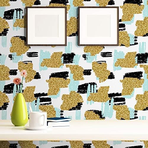 Walls By Me Peel and Stick Yellow and Teal Teens Removable Wallpaper 1944-2ft x 4ft (61x122cm)