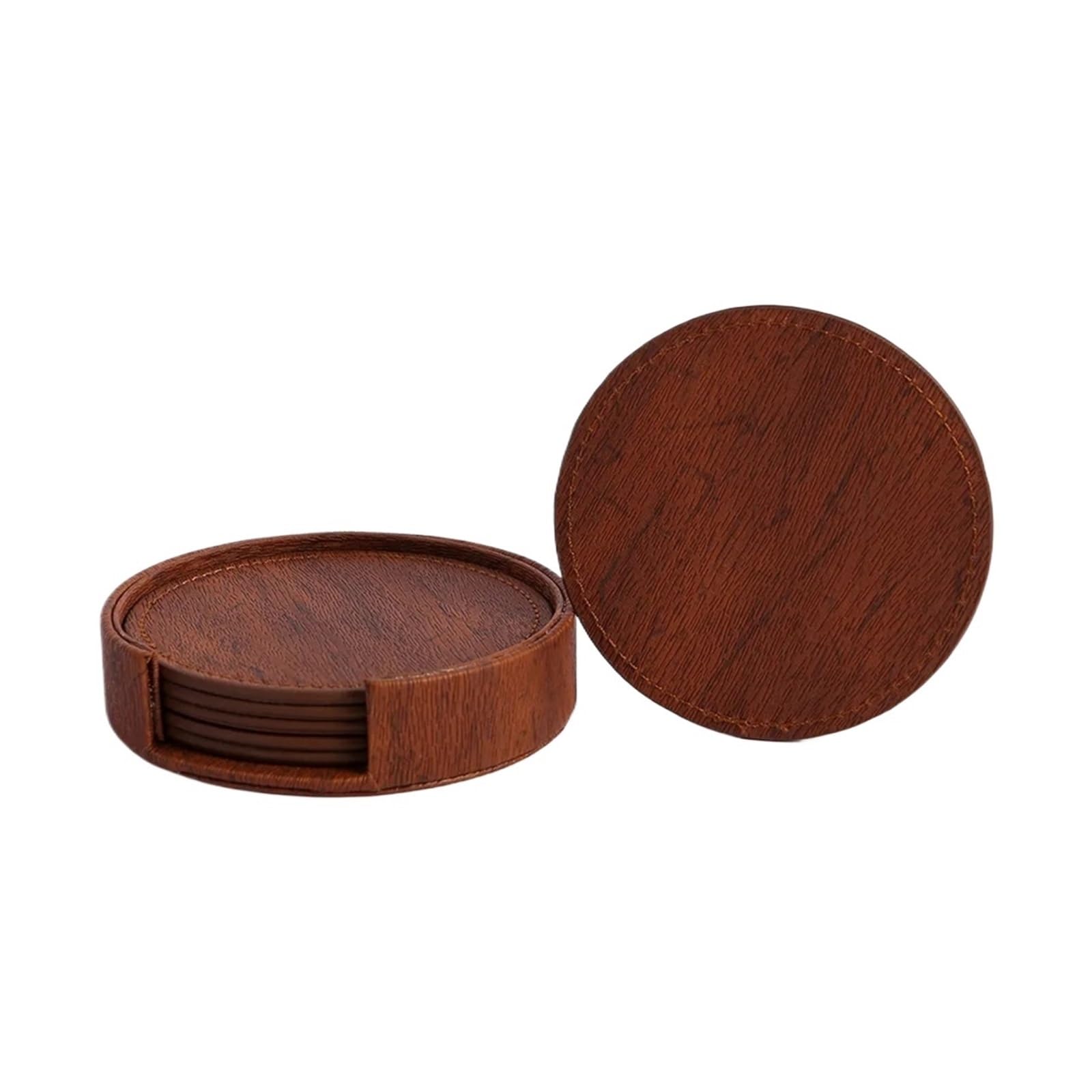 Insulated Coasters 2Sets 6Pcs PU Leather Coasters Placemats Tea And Coffee Cups Cushions Home Bar Counter Insulated Rack Non Stick(B)