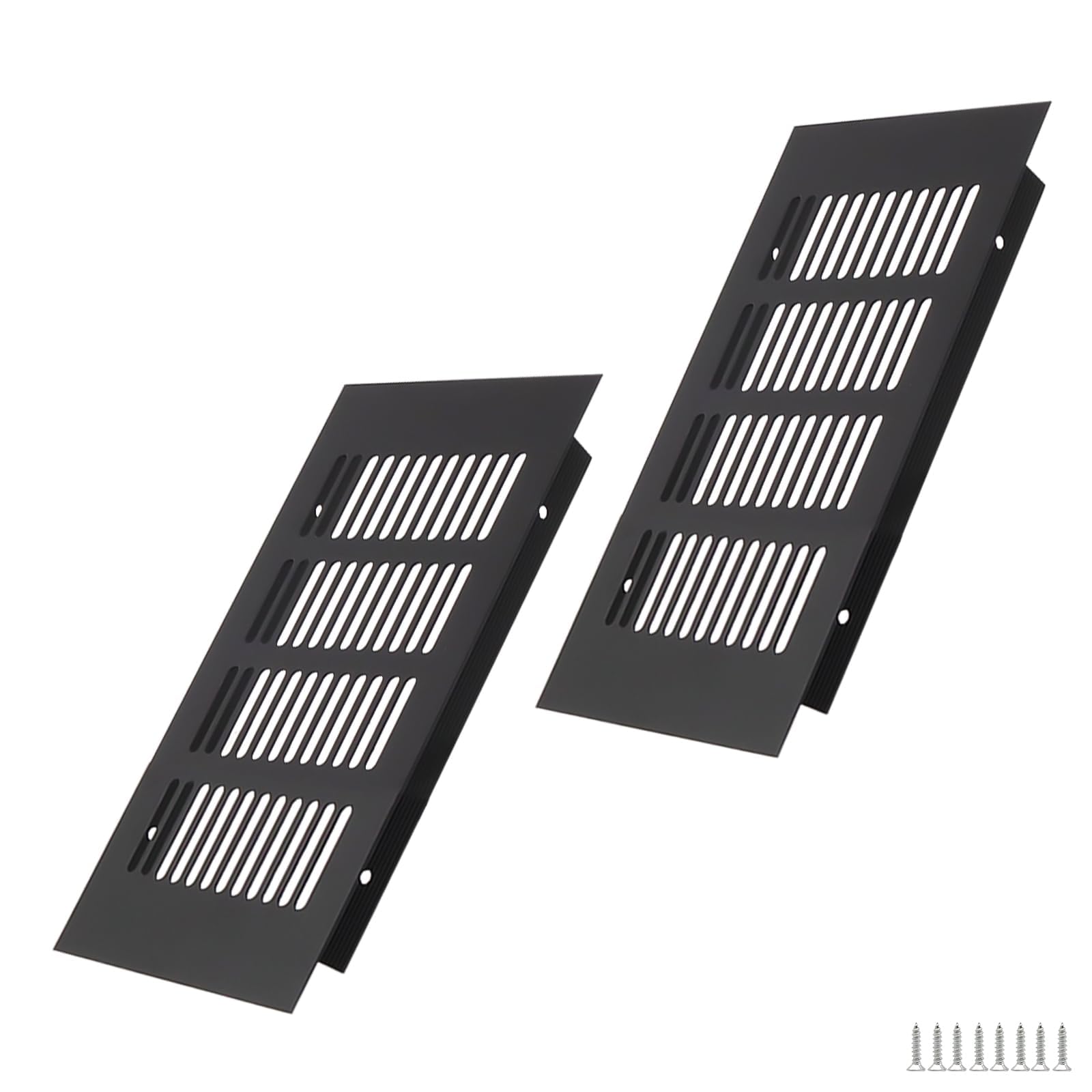 WJUAN 2 pieces aluminium ventilation grille 200 x 100 mm black square – ventilation grille for cupboards, bedrooms and doors