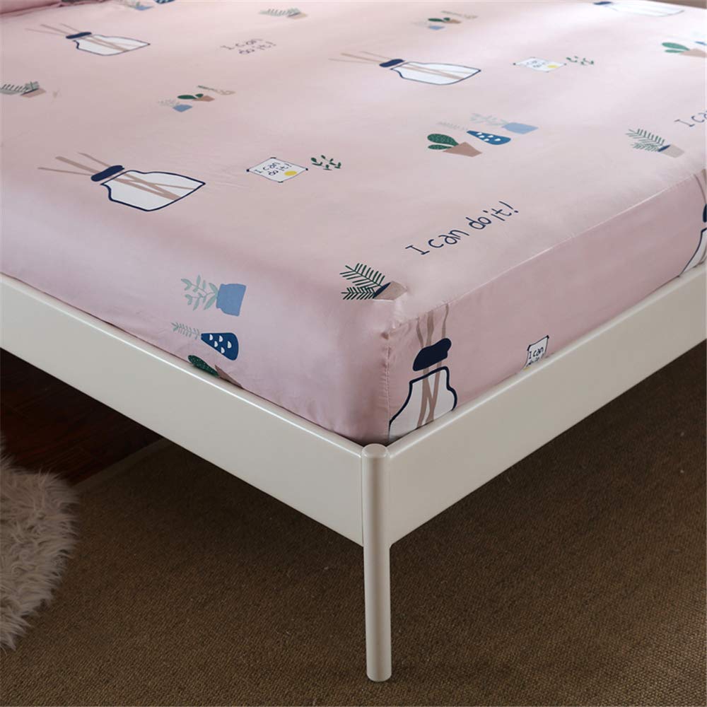 Chickwin Fitted Sheets Bedding Sheets with Deep Pocket 30cm for Single Double King Bed - Microfibre Soft Shrinkage Fade Resistant Easy Care (Potted plants,150x200+25cm)