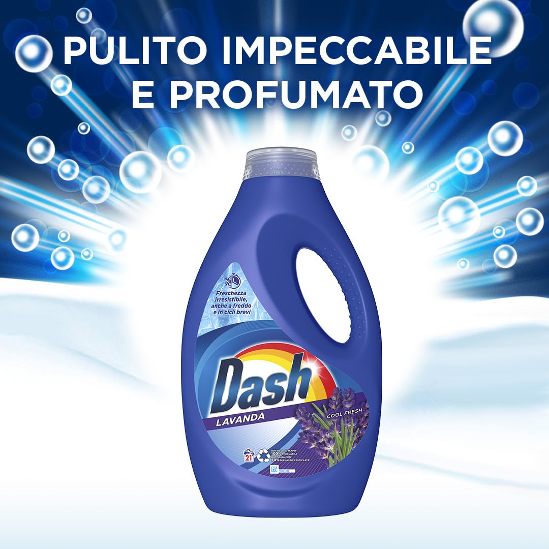 Dash Detersivo Liquido Lavatrice, 105 Lavaggi (21x5), Lavanda, Rimuove Le Macchie, Dona Freschezza, Efficace A Freddo E In Cicli Brevi