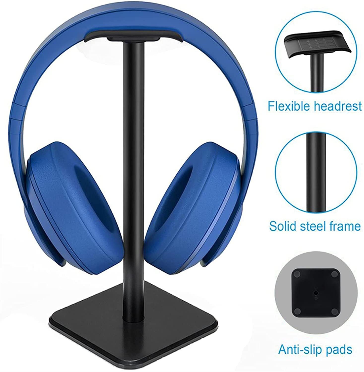 Supporto per Cuffie, Gancio per Auricolari, Supporto da Tavolo Classico con Barra in Alluminio, poggiatesta Professionale