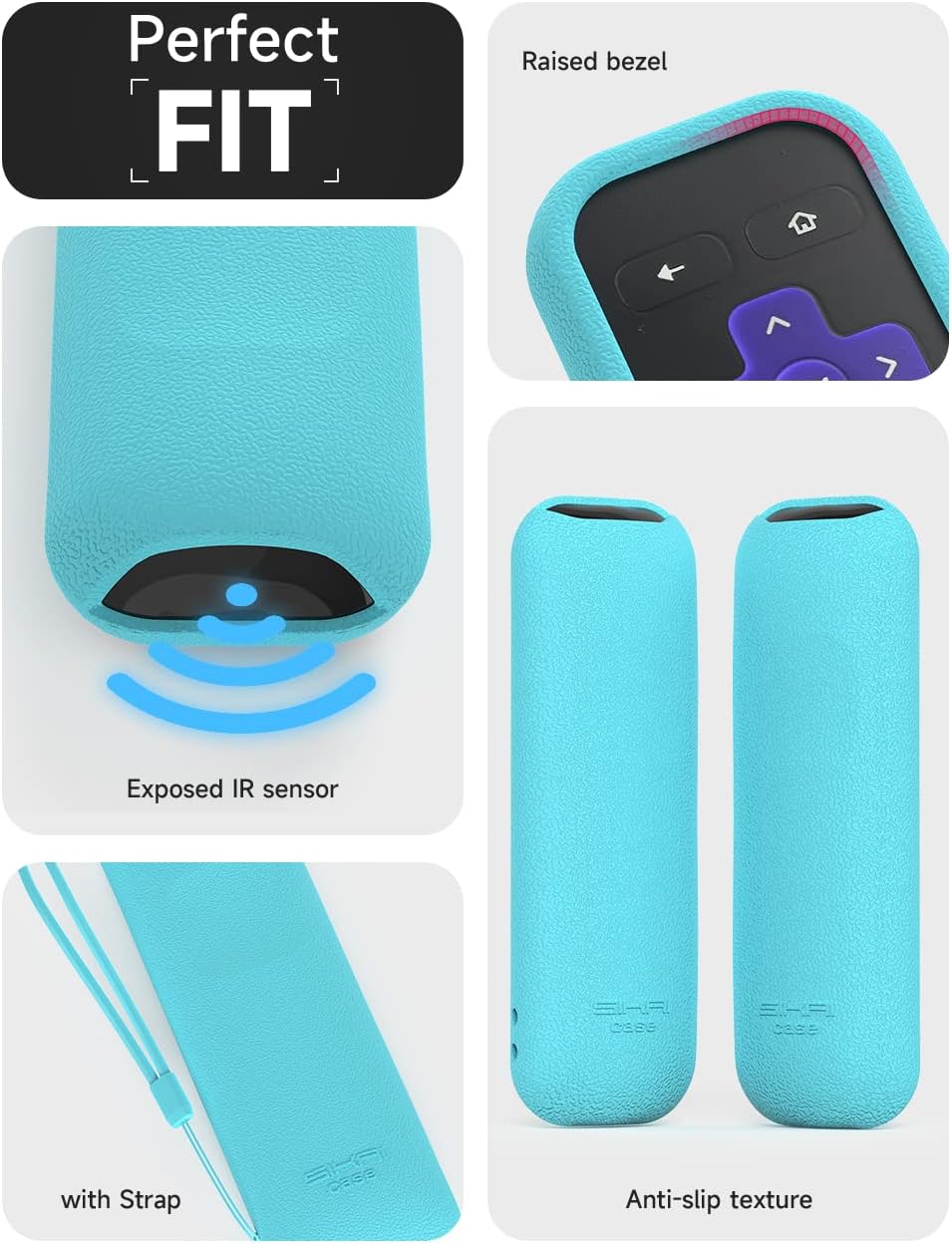 Protective Case for Roku Express HD/Express+,Roku 2 (4210R),Roku LT,Premiere,RC83,Streaming Stick RC41,3800RT,TCL TV R655 Remote Case Light Weight Shock Proof Silicone Remote Cover(Glow in Dark Blue)