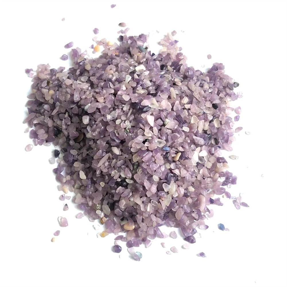 DOUKI Primary Stones and Minerals Natural raw Crystal Purple mica Tumble Gravel Rock Stone lepidolite Chips Quartz Primary Stones and Minerals (Color : Around3-5mm, Size : 200g)