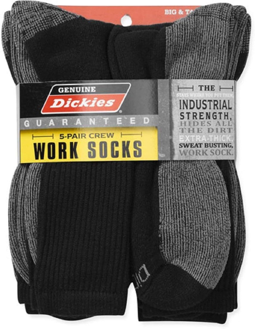 Dickies Genuine Mens 5-Pair Crew Work Socks