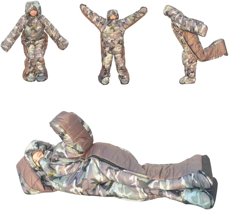 Adult Camping Wearable Sleeping Bag Jacket with Feet and Sleeves, Warm Waterproof Windproof Sleeping Suit for Camping, Hiking and Outdoors,Compression Sack Include,L