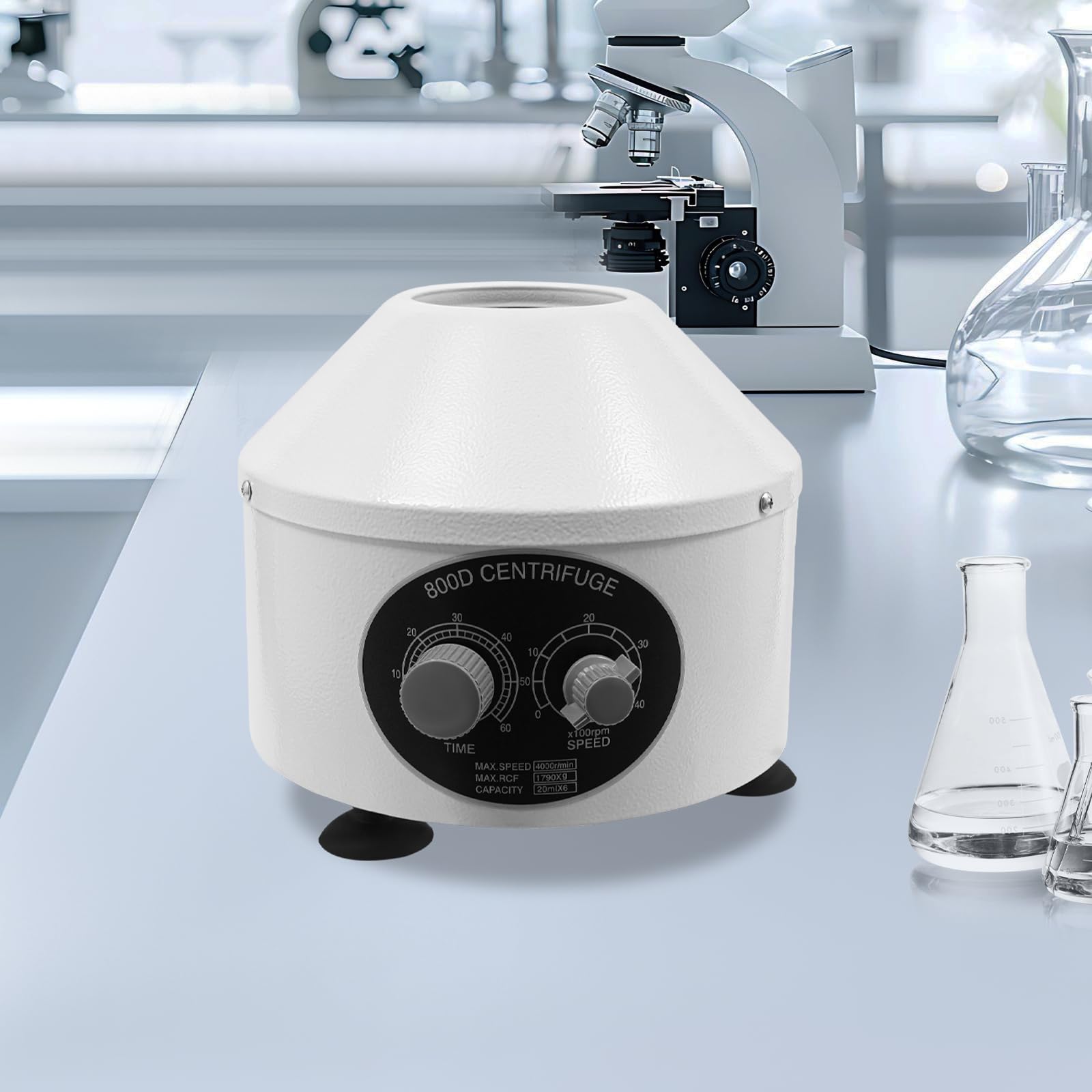 Centrifuga da tavolo da laboratorio, 4000 giri/min, timer da 60 minuti, 1790 x g, 6 x 20 ml, con regolazione continua della velocità per la separazione dei campioni, analisi qualitativa