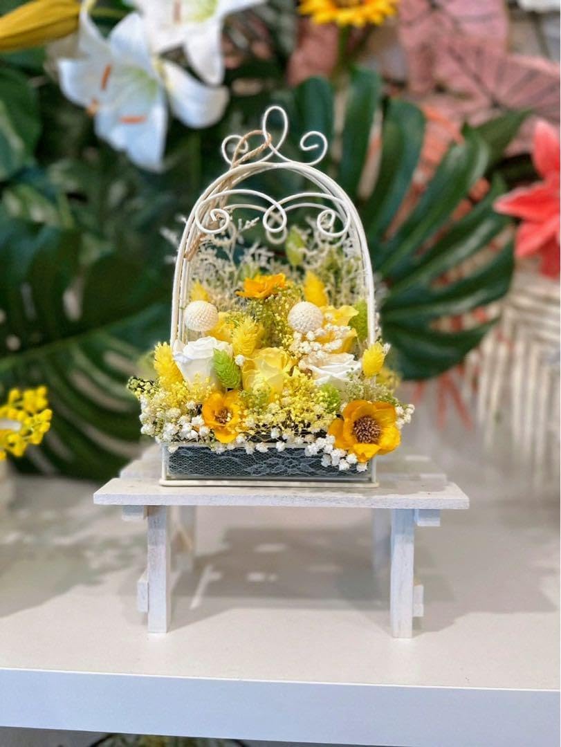 プリザーブドフラワー仏花 花器付 一基 ☆504 仏花 プリザーブド