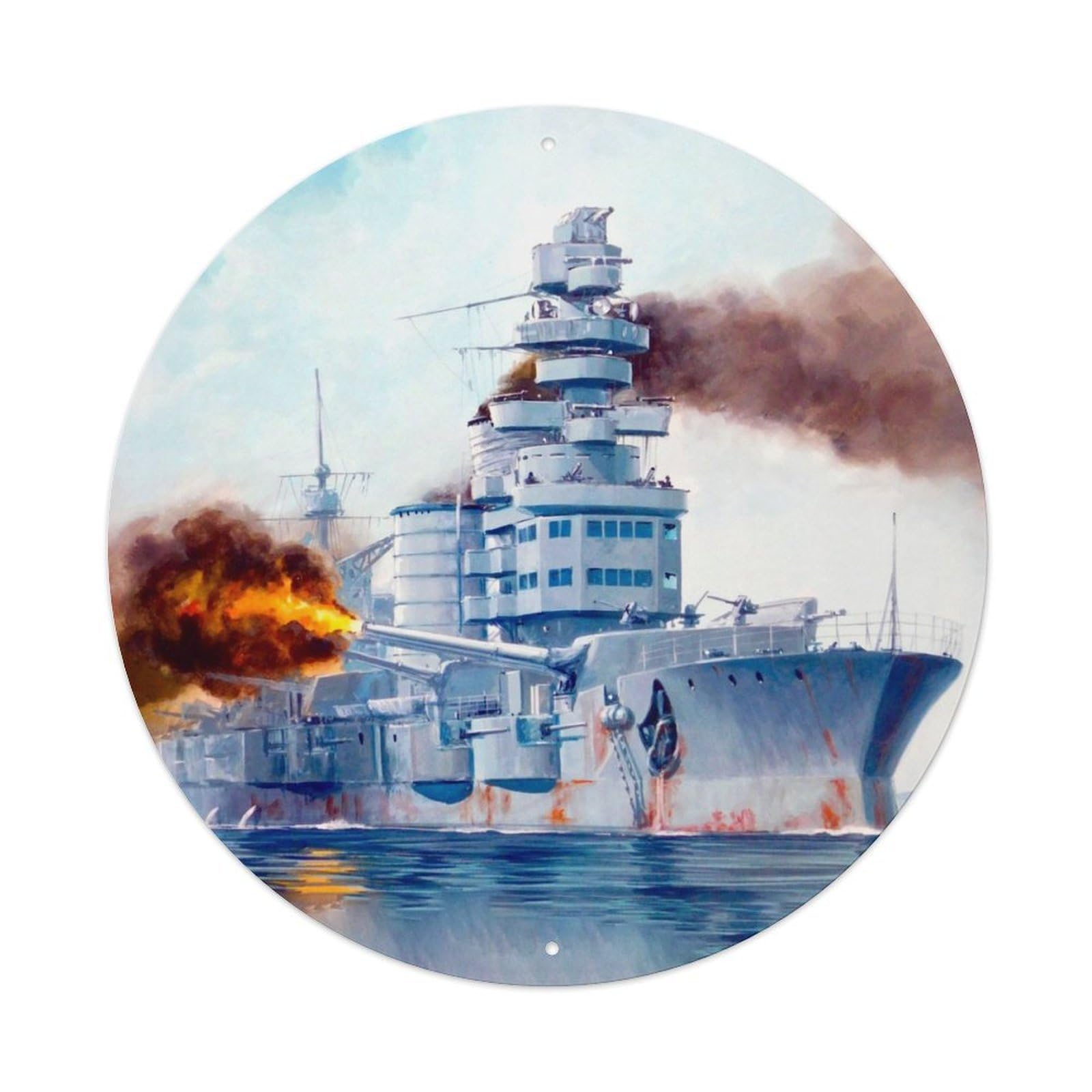 WWII Vintage Battleship 1939 Oktyabrskaya Revolutsiya Vintage Metal Tin Sign Plaque Wall Decor for Cafe, Club Bar, Office, Garden Metal Poster 8x8Inch
